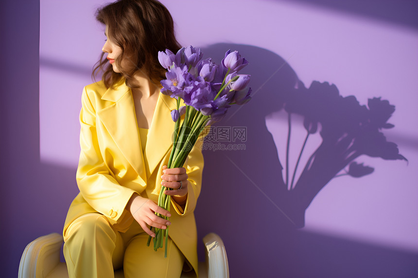 花束中的紫色影子图片