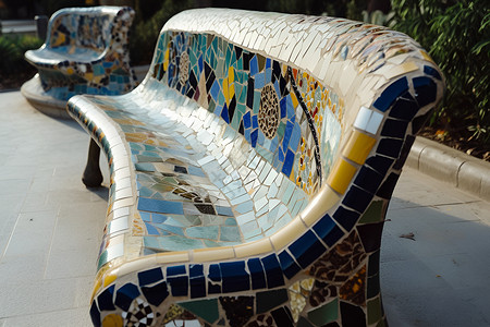 陶瓷马赛克艺术风石凳背景图片