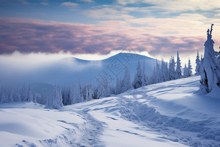 冬日白色山峰背景图片