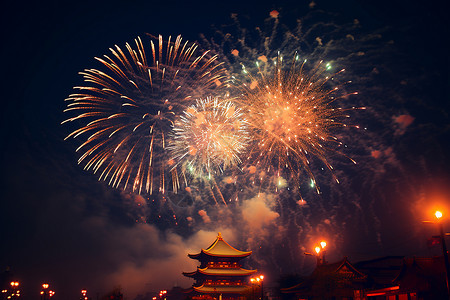 新年气氛夜空喜庆气氛背景