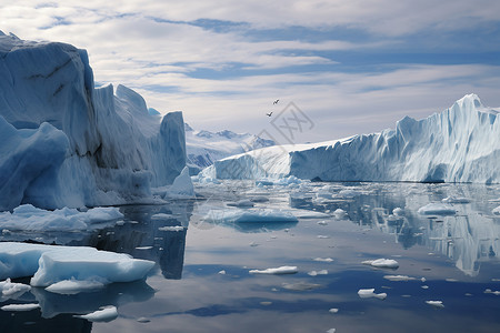 极地海洋海洋里的冰山背景