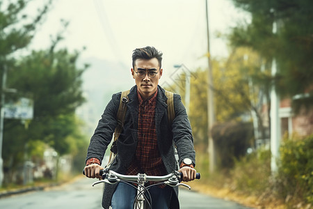 骑行眼镜骑自行车的男人背景