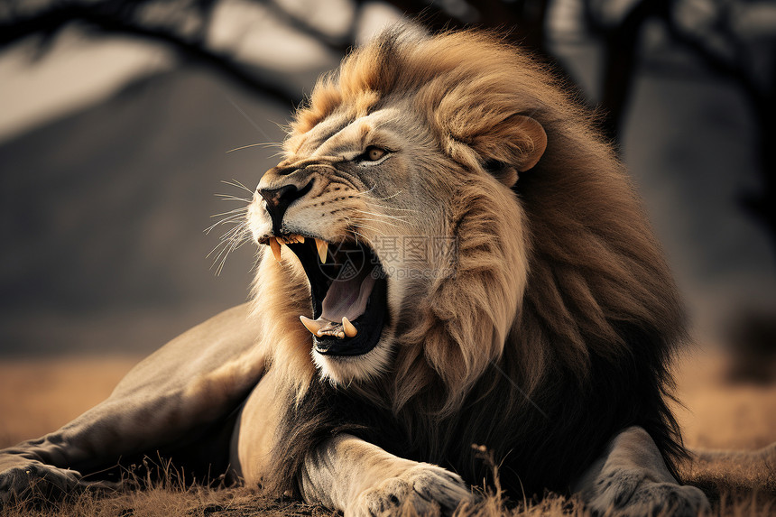 愤怒的雄狮图片