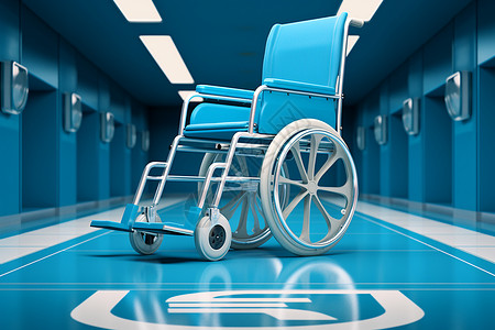 医院走廊中的轮椅背景图片