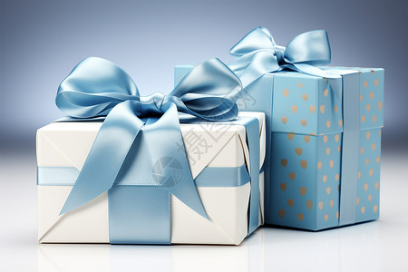 两个蓝色礼盒背景图片