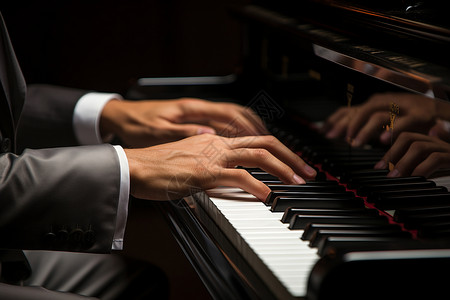 弹钢琴的双手背景图片