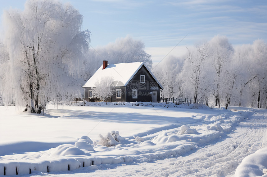 冰雪中的美丽住宅图片