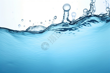 水之波澜蓝水波纹中的气泡与水滴背景图片
