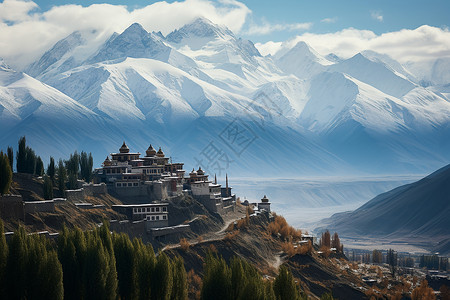风景优美的喜马拉雅山脉景观背景图片