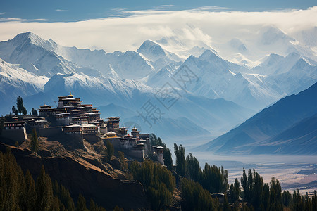 壮观的喜马拉雅山脉景观背景图片