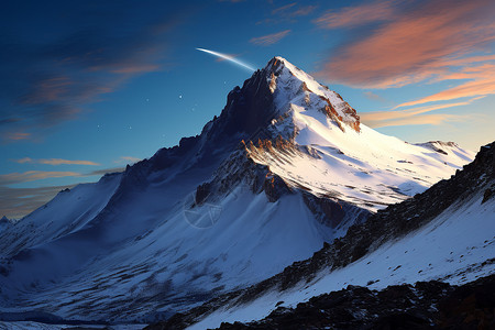 巍峨之峰的雪山景观背景图片