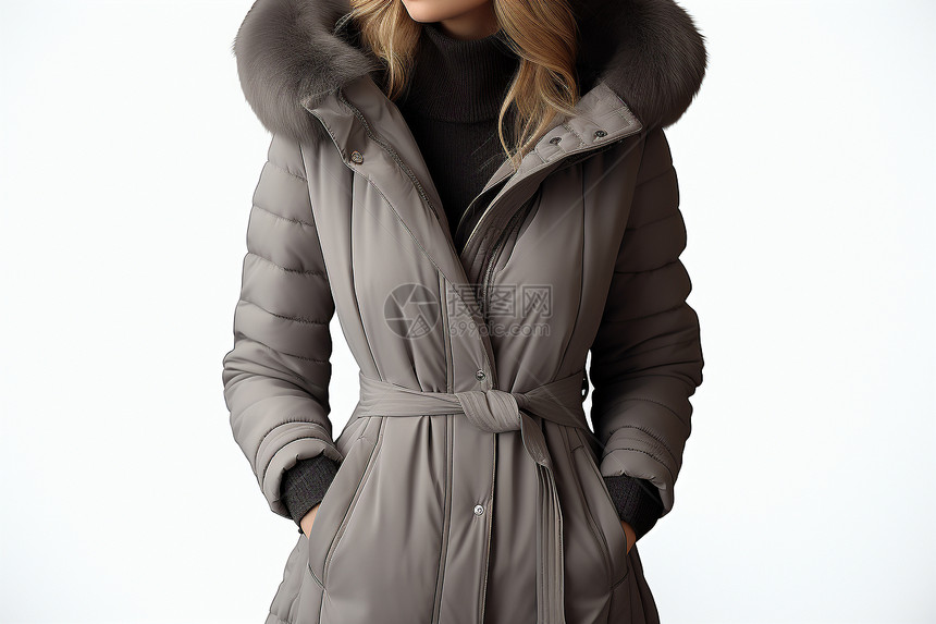 冬季时尚女士灰色大衣图片