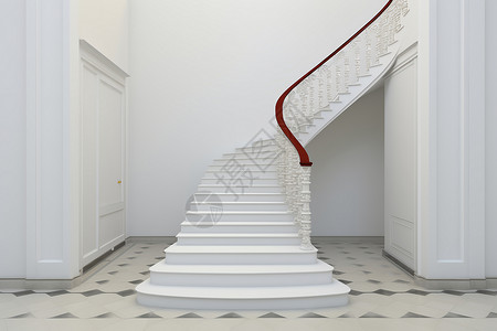 现代建筑中的白色楼梯背景图片