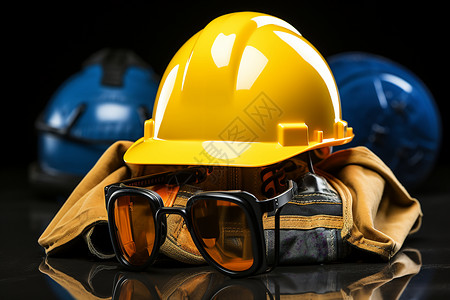 工业矿工的安全套装背景
