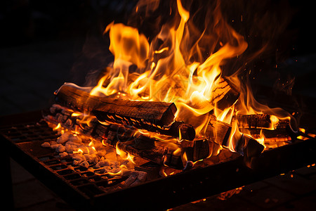 火柴素材烤架上的火焰背景