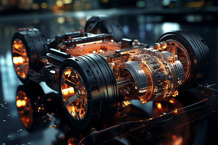 科技感的汽车引擎背景图片
