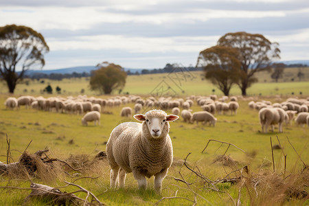 羊群在草地上背景图片