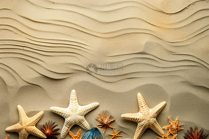沙滩上的海星图片