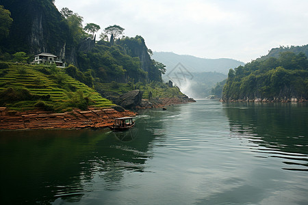 美丽的江景背景图片