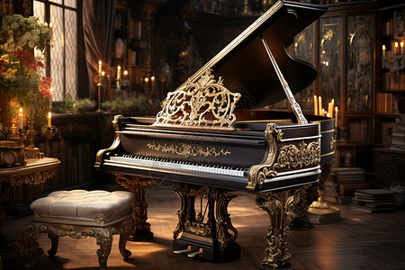 黑金的音乐钢琴背景图片