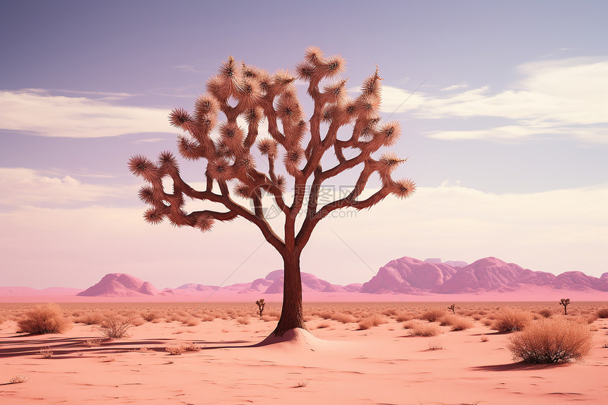 干旱沙漠的树木图片