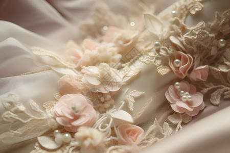 珍珠和花朵背景图片