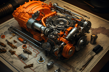 金属的引擎设备背景图片