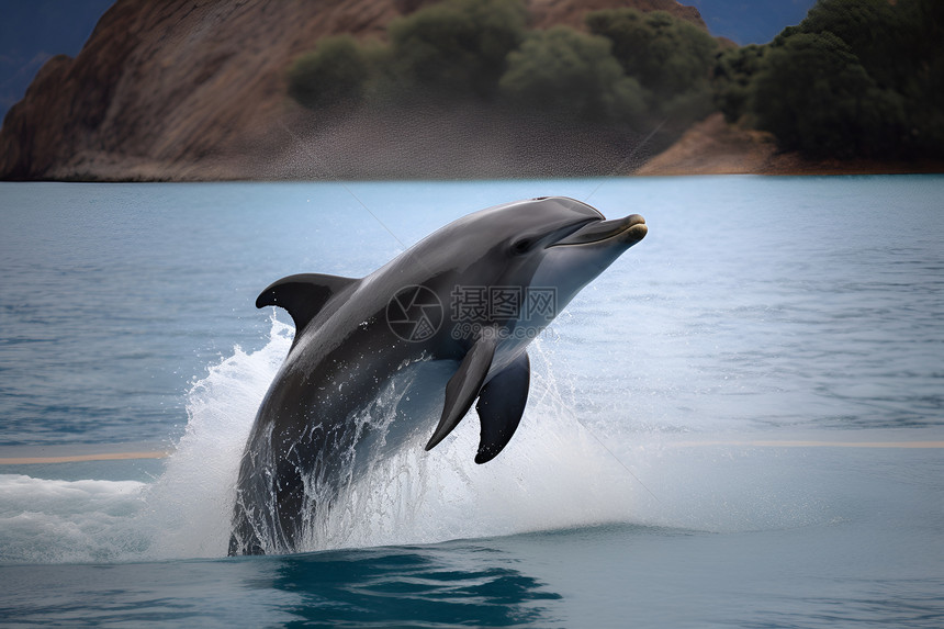 海面上玩耍的海豚图片
