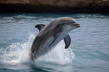 海豚跃出海面背景图片