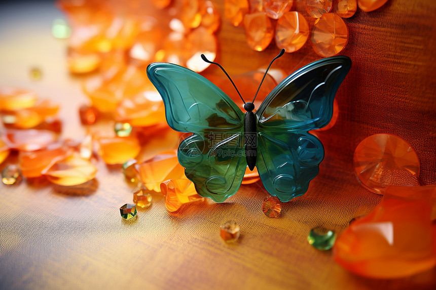 桌子上的蝴蝶装饰品图片