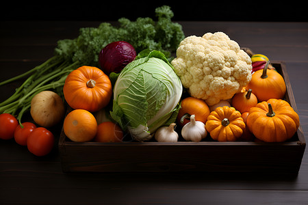 健康的蔬菜和南瓜背景图片