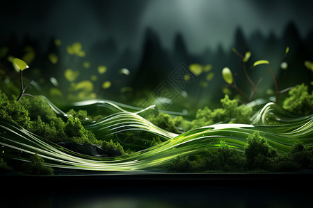 创意抽象绿色波浪背景背景图片