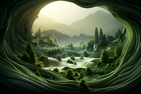 塞里雅兰瀑布山脉里的山洞设计图片