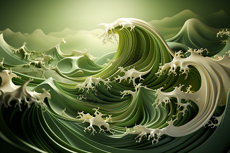 翠绿波浪背景图片