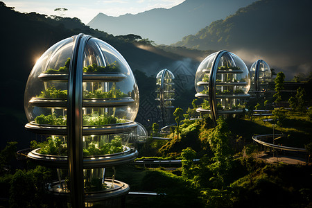 绿色能源的科幻城市概念图背景图片