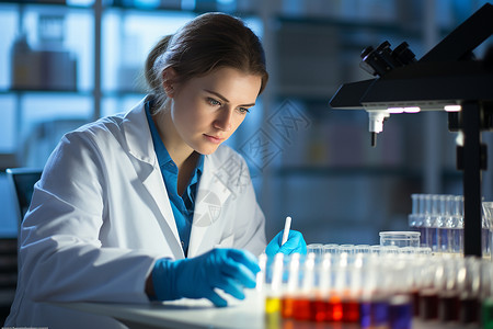 科学实验中的女性研究员背景图片