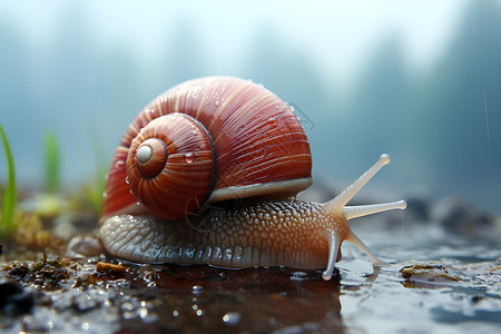 缓慢爬行的蜗牛背景图片