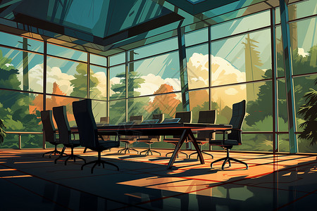 阳光明媚的企业会议室背景图片