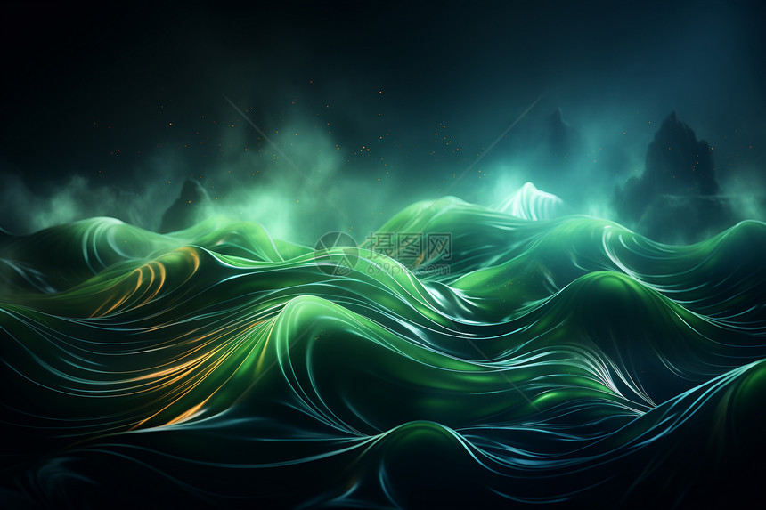 抽象创意绿色波浪背景图片