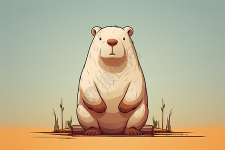 呆萌的卡通北极熊背景图片