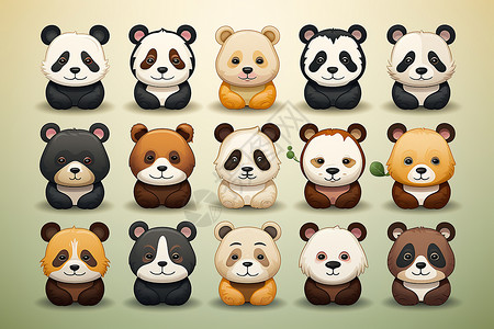 可爱的卡通熊猫插图背景图片