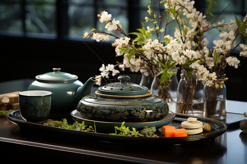 禅意时刻的中式茶具图片