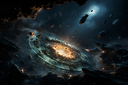 宇宙中的太空陨石背景图片
