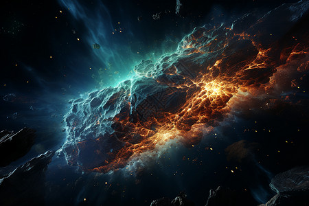 星际奇观的太空陨石背景图片