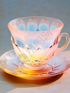 梦幻般的玻璃茶杯背景图片