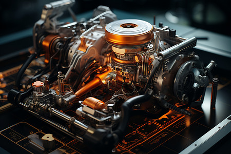 车辆引擎制造过程背景图片