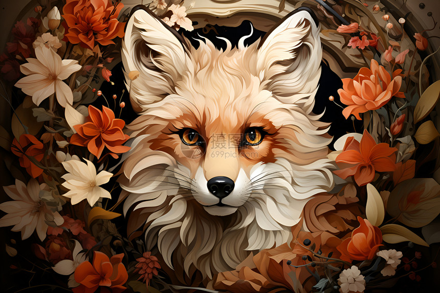 艺术梦幻的小狐狸插图图片