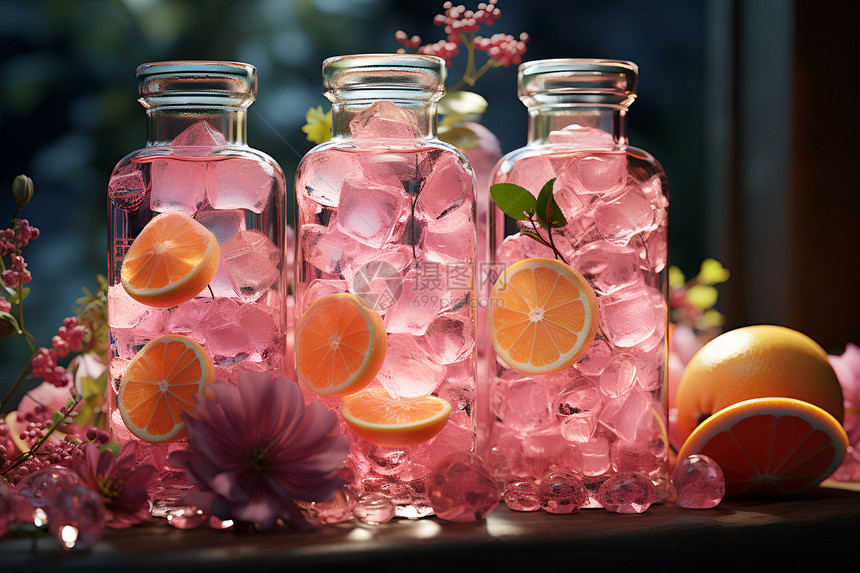 冰爽的樱花味创意饮品图片