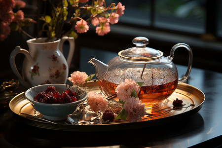 新鲜泡制的花茶背景图片