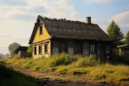 乡村的小屋建筑背景图片